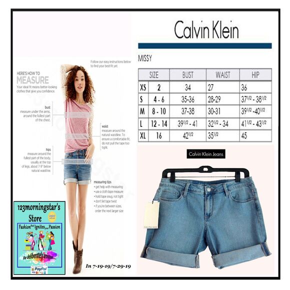 Calvin Klein NEW HUNTINGTON Boyfriend 5-Pocket Cuff Mini Shorts 28 - Picture 12 of 12
